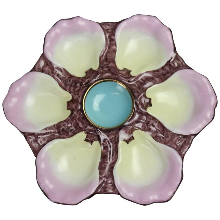 Antique French Limoges Porcelain Oyster Plate, 19th Century at 1stDibs