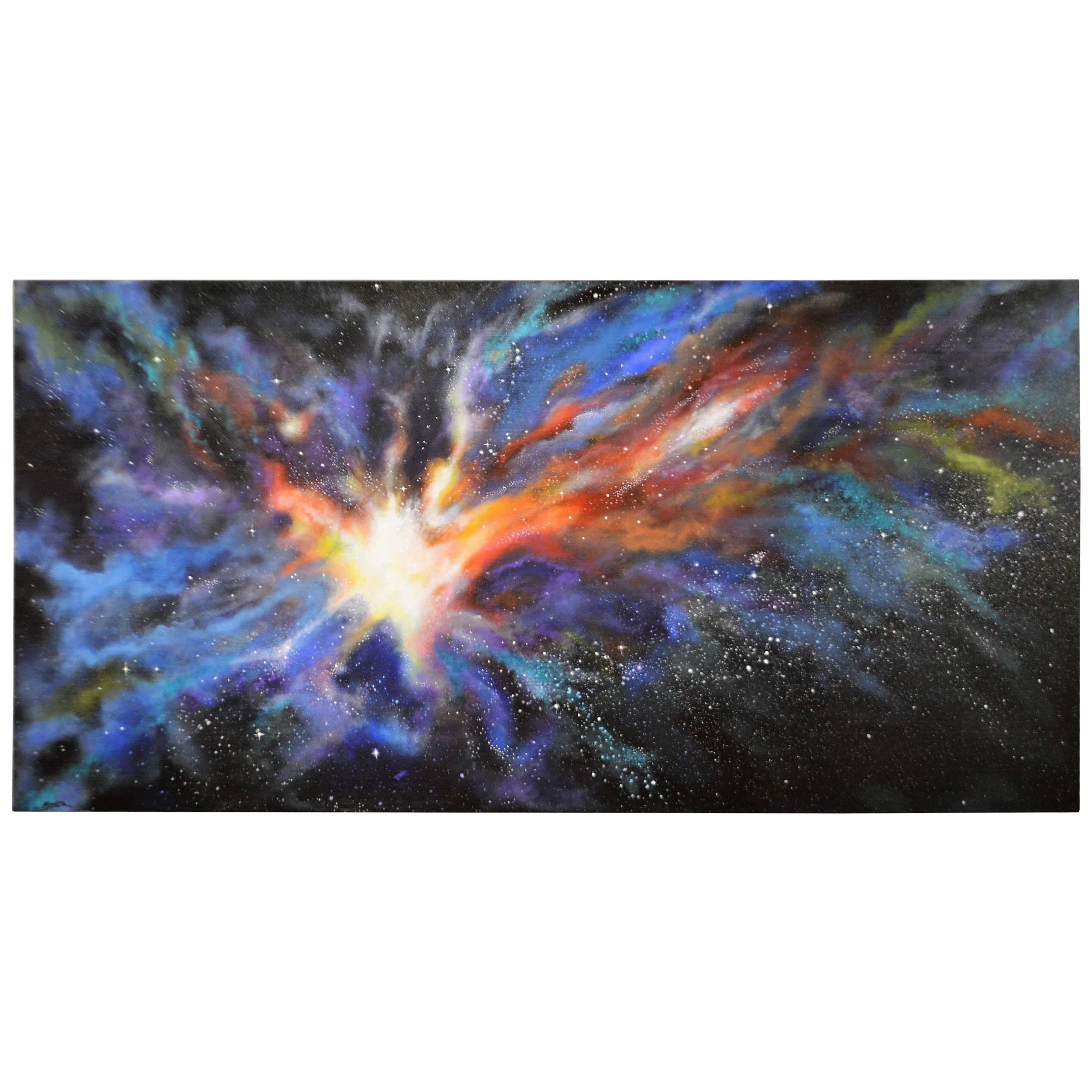 Acrylic Painting on Board from a Photo from Starry Deep Space Nebula Telescope For Sale