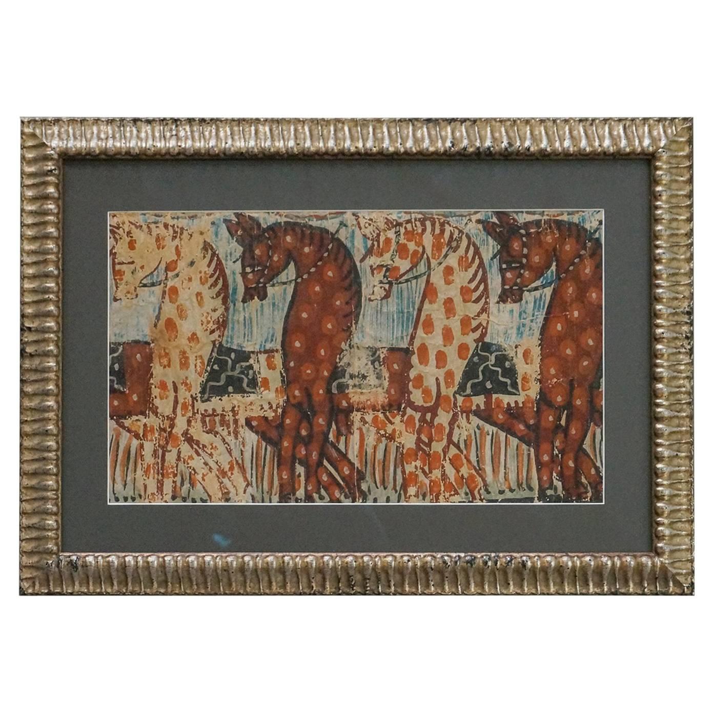 Swedish Bonad Fragment with Four Horses