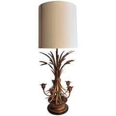 Used Neoclassic Gilt Sheaf of Wheat Candelabra Table Lamp Frederick Cooper