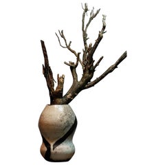Jarrón Artístico de Cerámica Raku con Forma de Calabaza Doble