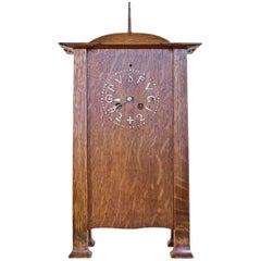 Rare CFA Voysey Original Arts and Crafts Nouveau Architectural Oak Clock
