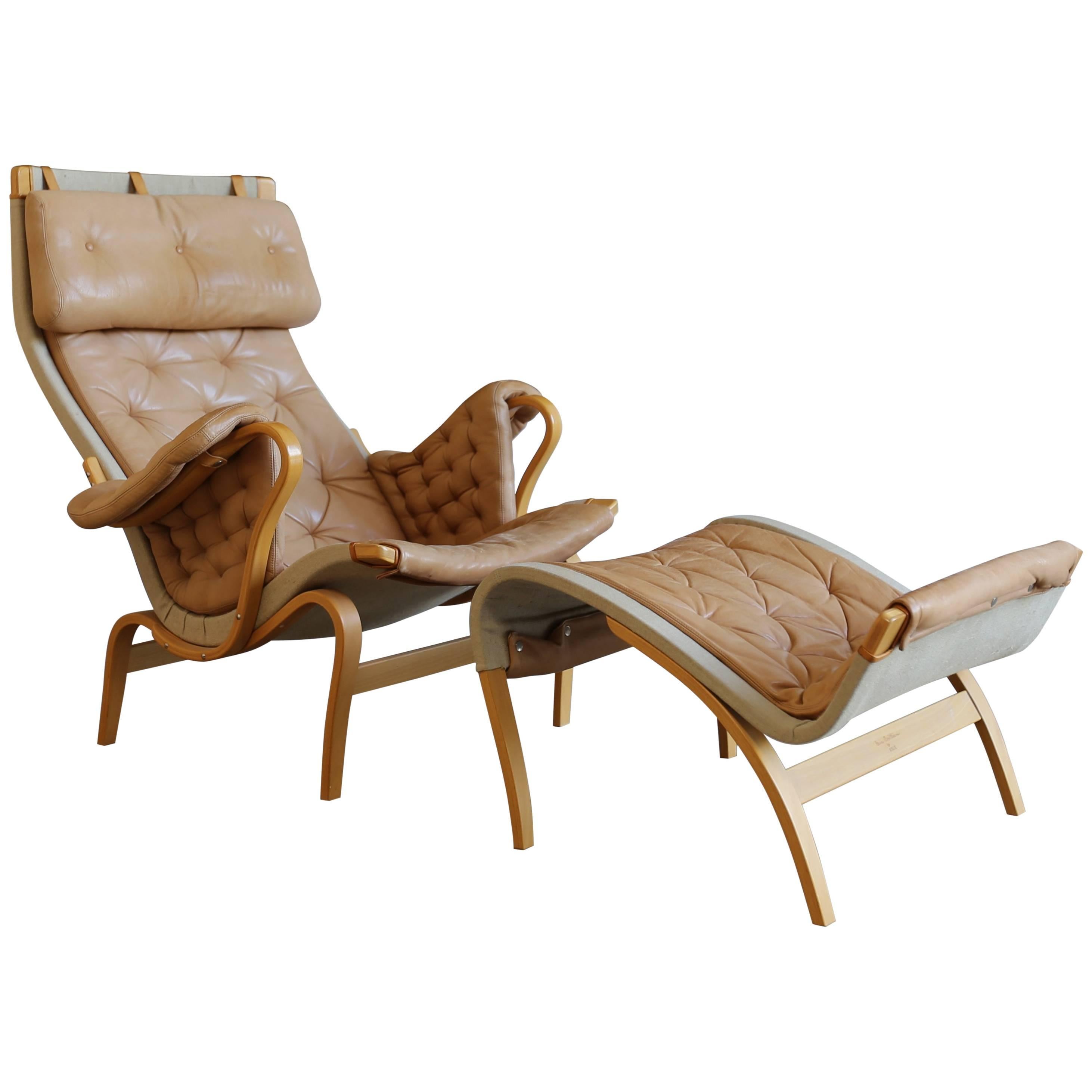Pernilla Lounge Chair with Ottoman by Bruno Mathsson