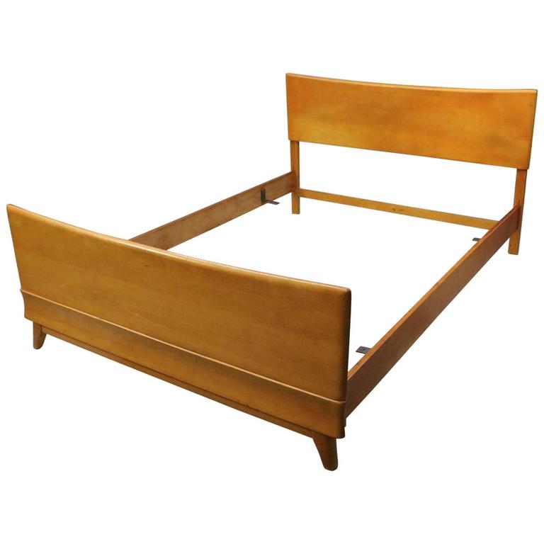 Vintage HeywoodWakefield Kohinoor Yellow Birch Double Bed Frame, circa