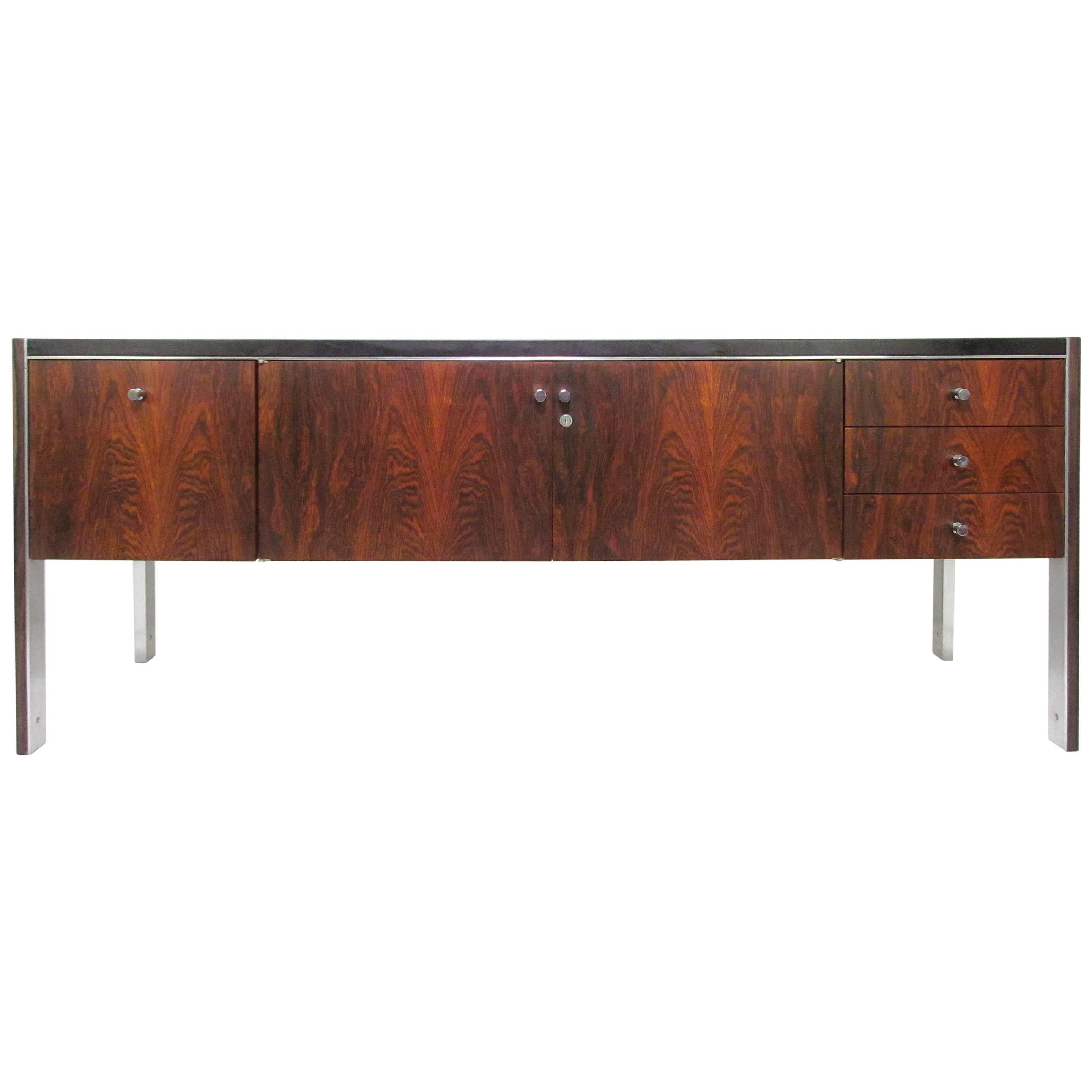 Rosewood Credenza with Leather Top by Herman Miller for Biltrite, circa 1970s