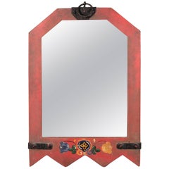 Signed California Rancho Monterey Mirror in Old Red Finish