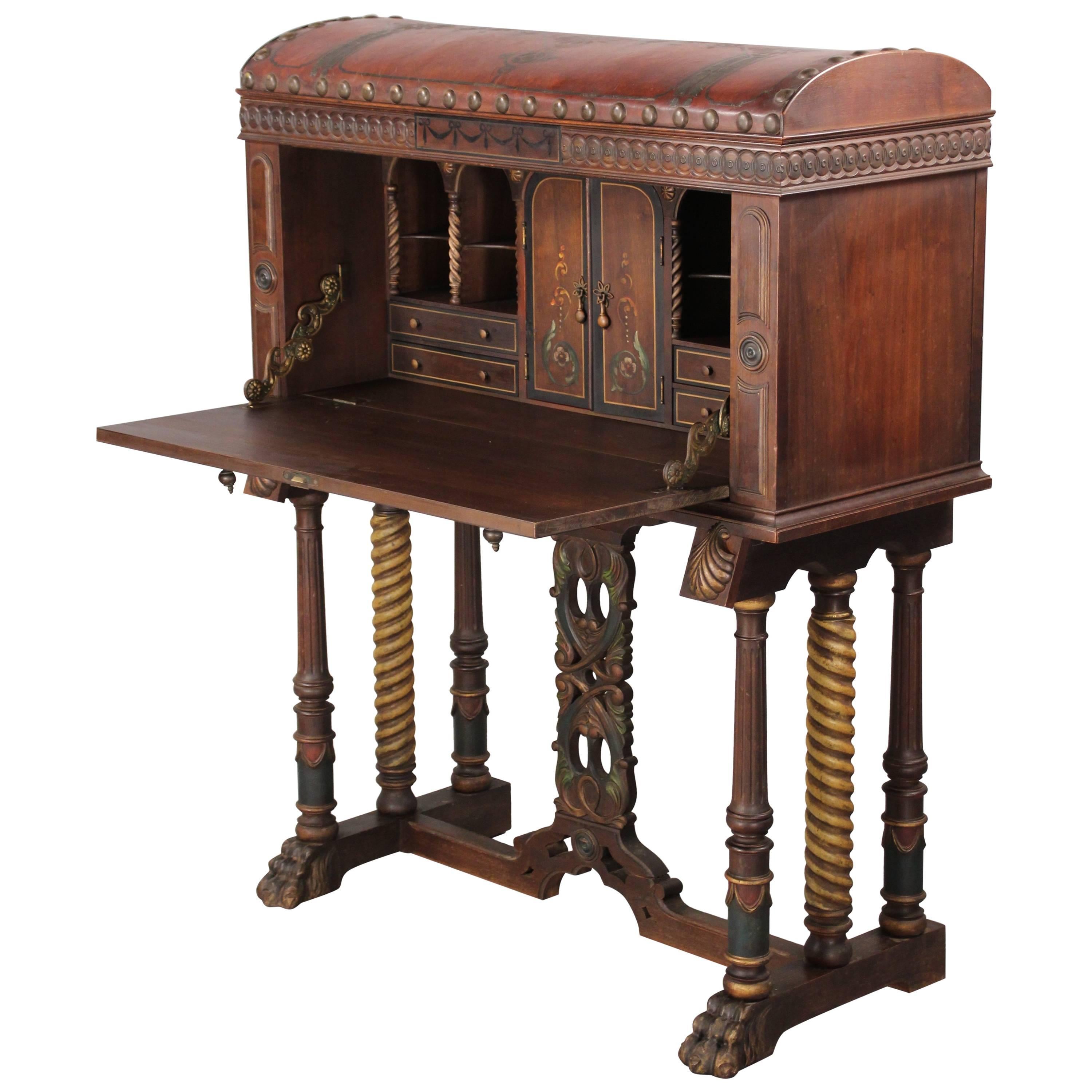 Extraordinary 1920s Vargueno Writing Desk Cabinet