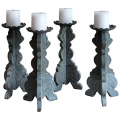 Set of Four Swedish Tin Candlesticks