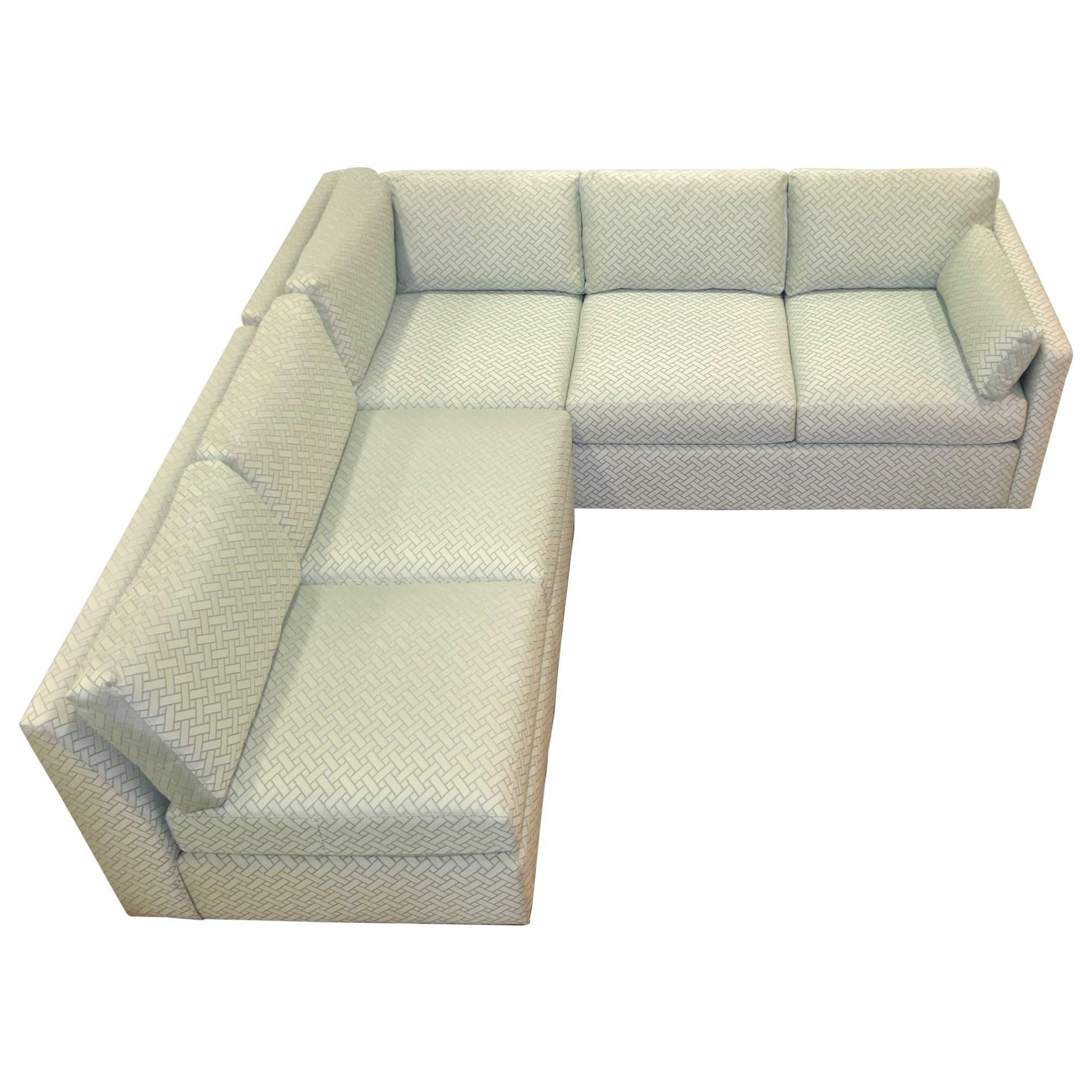 Milo Baughman Style Two-Piece Sectional Sofa L-Shaped