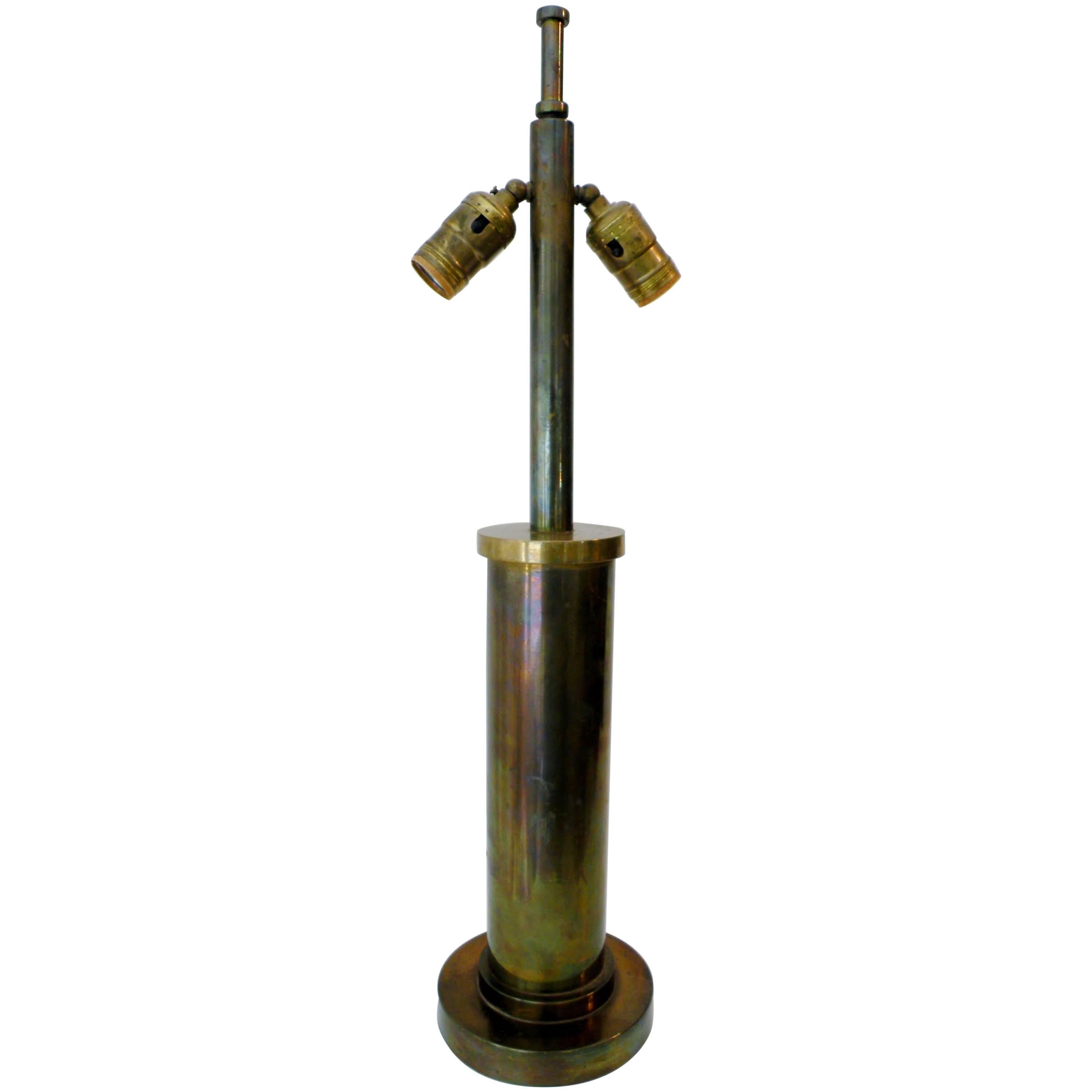 1940s Streamline Machine Age Modern Brass Table Lamp