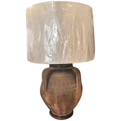Antique French Terracotta Jug Lamp