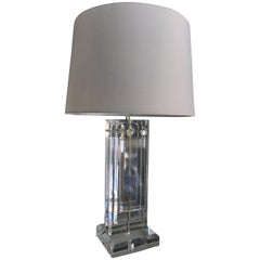 Large 1970s Modern Lucite and Chrome Table Lamp