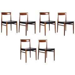 Set of Six Hardwood Dining Chairs in the Style of Møller 77 Chairs