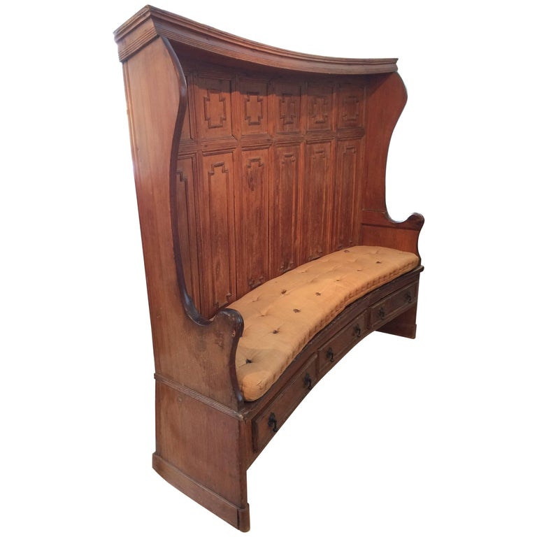 Superb High Back British Paneled Settle Bench For Sale at 1stDibs high back bench