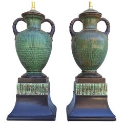Fabulous Rare Italian 1940s Ugo Zaccagnini Art Pottery Table Lamps 4