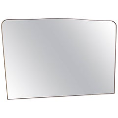 Monumental Italian Brass Framed Mirror With Curved Top