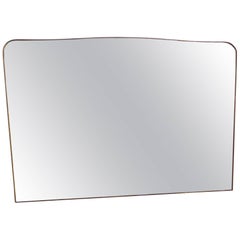 Monumental Italian Brass Framed Mirror With Curved Top Monumental Italian Brass Framed Mirror With Curved Top