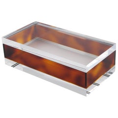 Mid-Century Modern Clear and Tortoise Lucite Decorative Box, circa 1970s 8