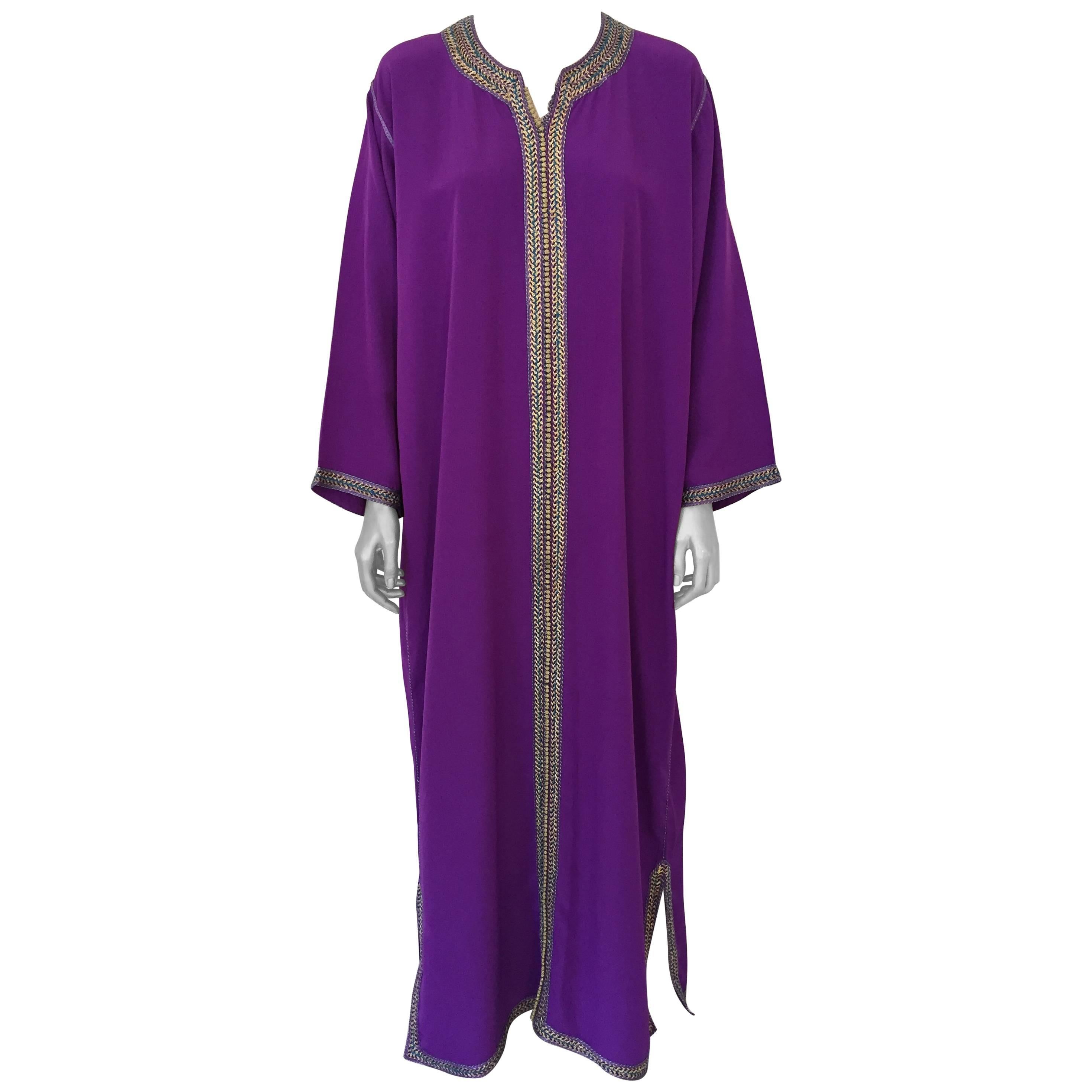 Moroccan Purple Kaftan Maxi Dress Caftan Size Large to Extra Large