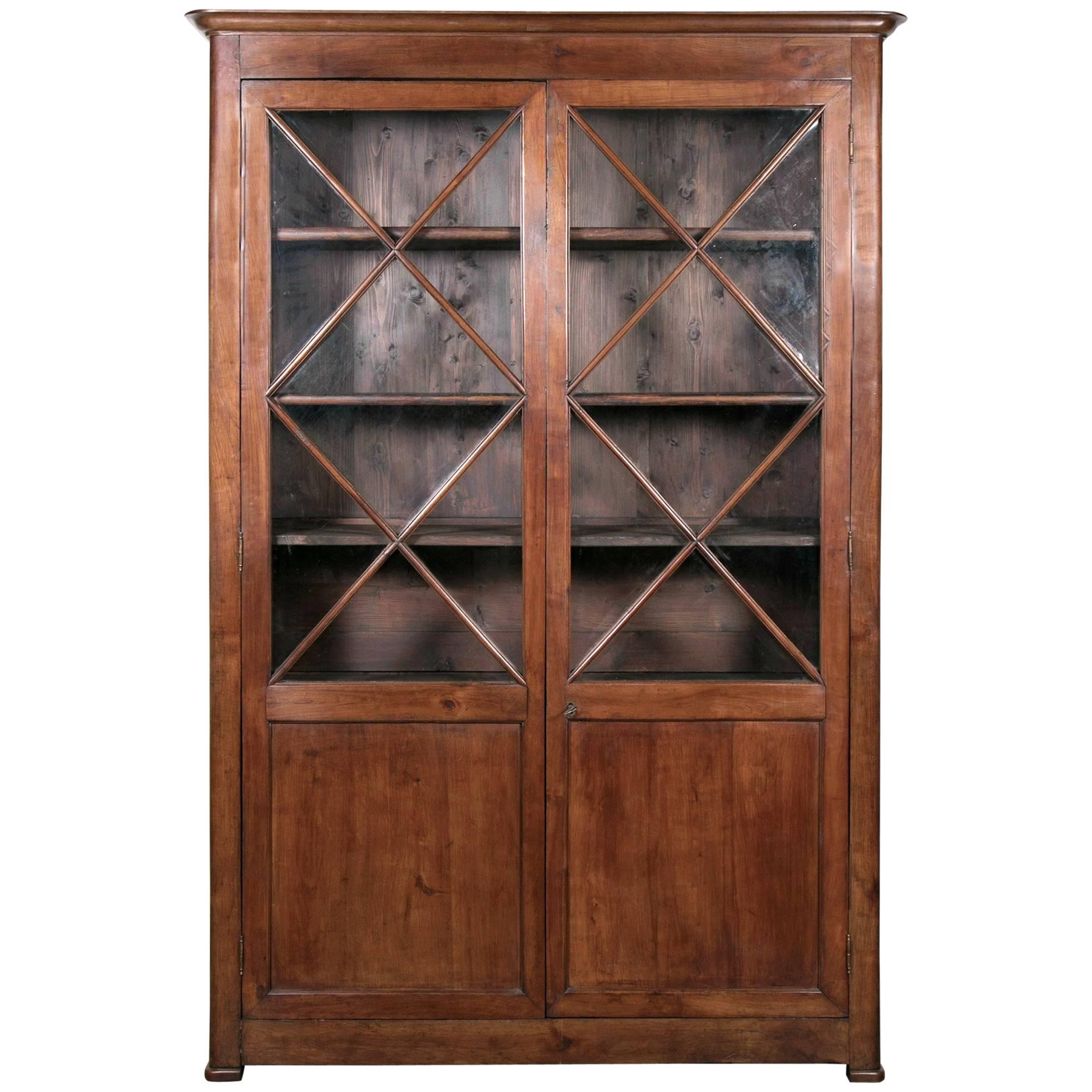 19th Century French Louis Philippe Period Cherrywood Bibliotheque or Bookcase