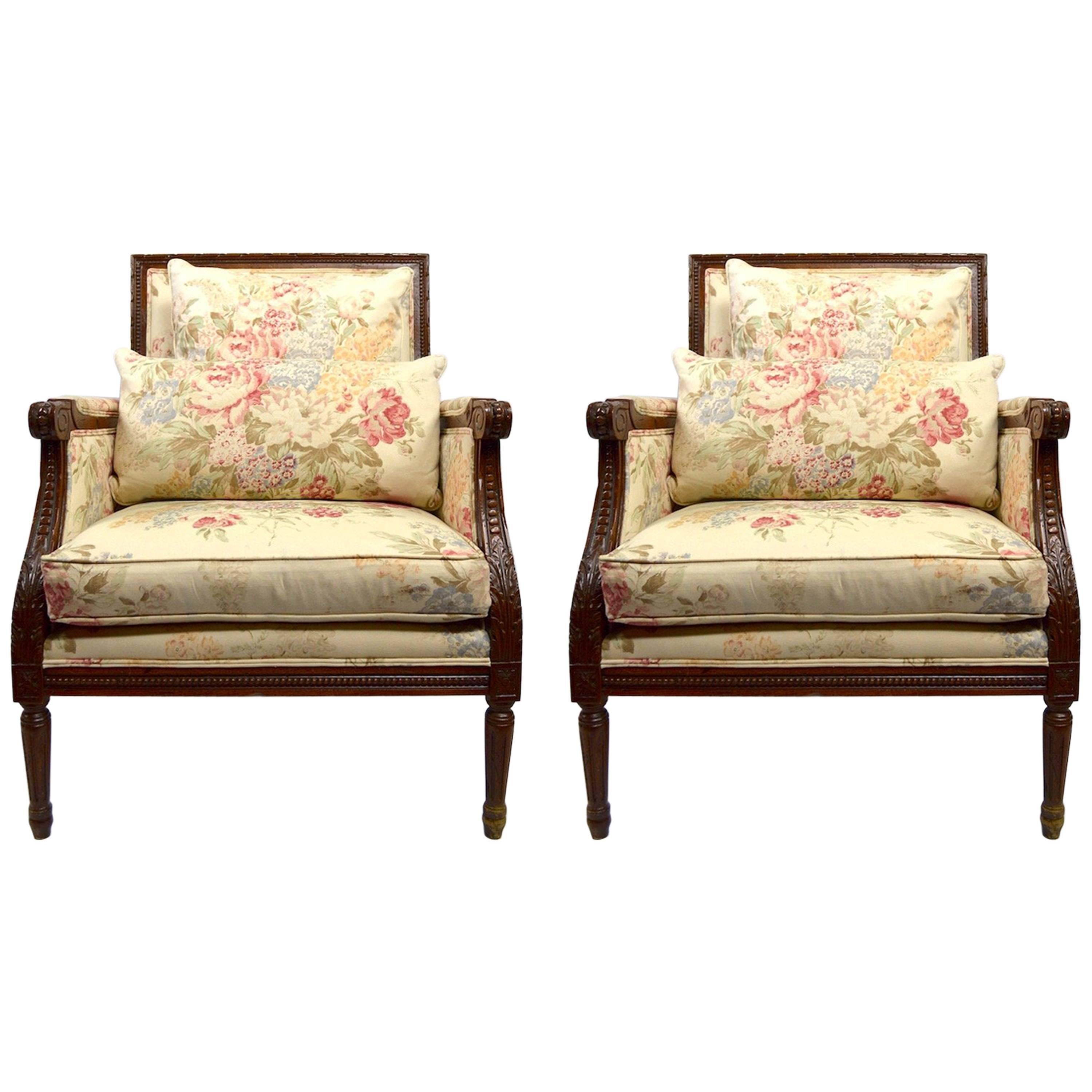 Pair of Louis XVI Style Bergere Armchairs by Ralph Lauren for Henredon