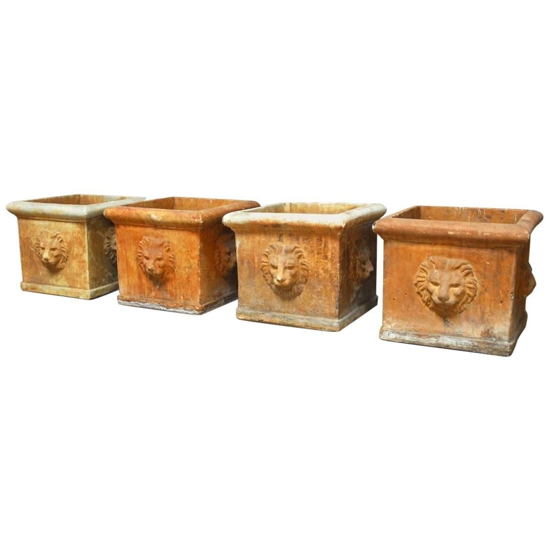 Continental Style Sandstone Planters with Lions Head Motif