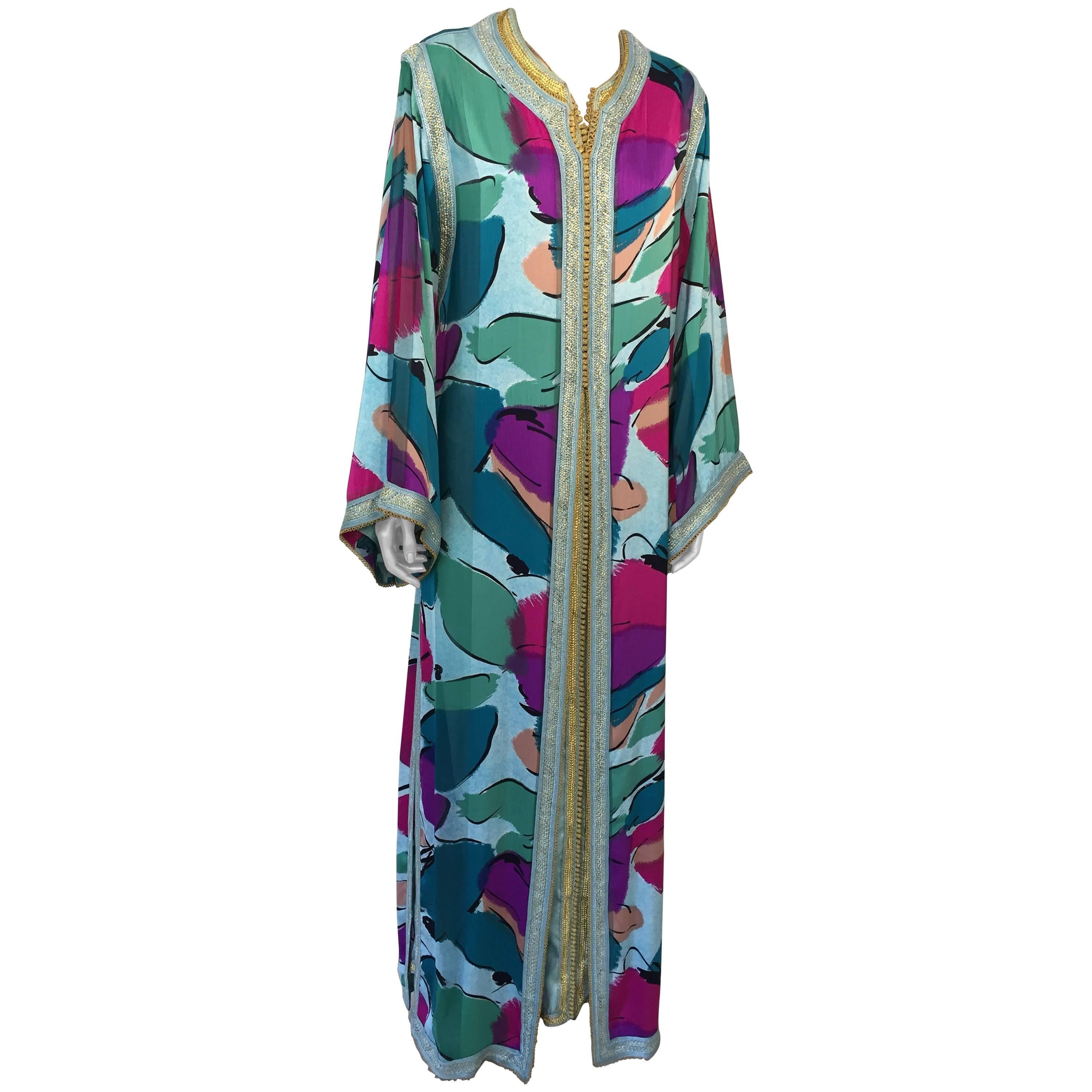 Moroccan Luxury Silk Caftan Gown Maxi Dress