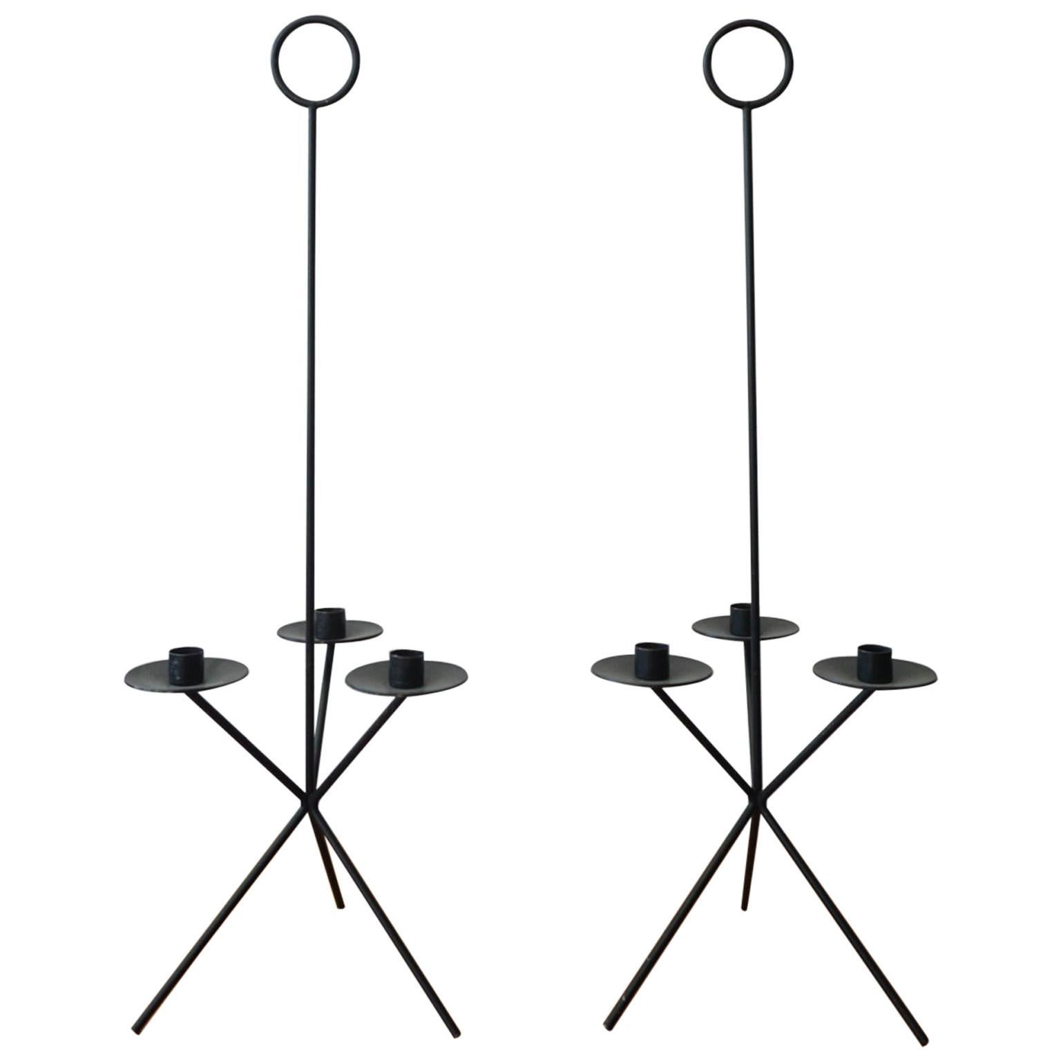 Pair of 1950s Iron CandleHolders