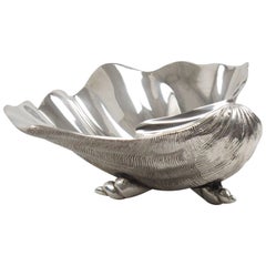 Mid-Century Silver Plate Large Clam Shell Bowl Catchall, Italy, circa 1970s 9