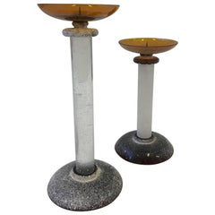 Paar Muranoglas-Lampen mit Scavo-Finish von Karl Springer für Seguso