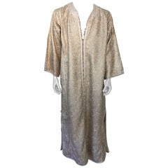 Caftan marocain vintage pour homme en brocart argenté et or, 1960