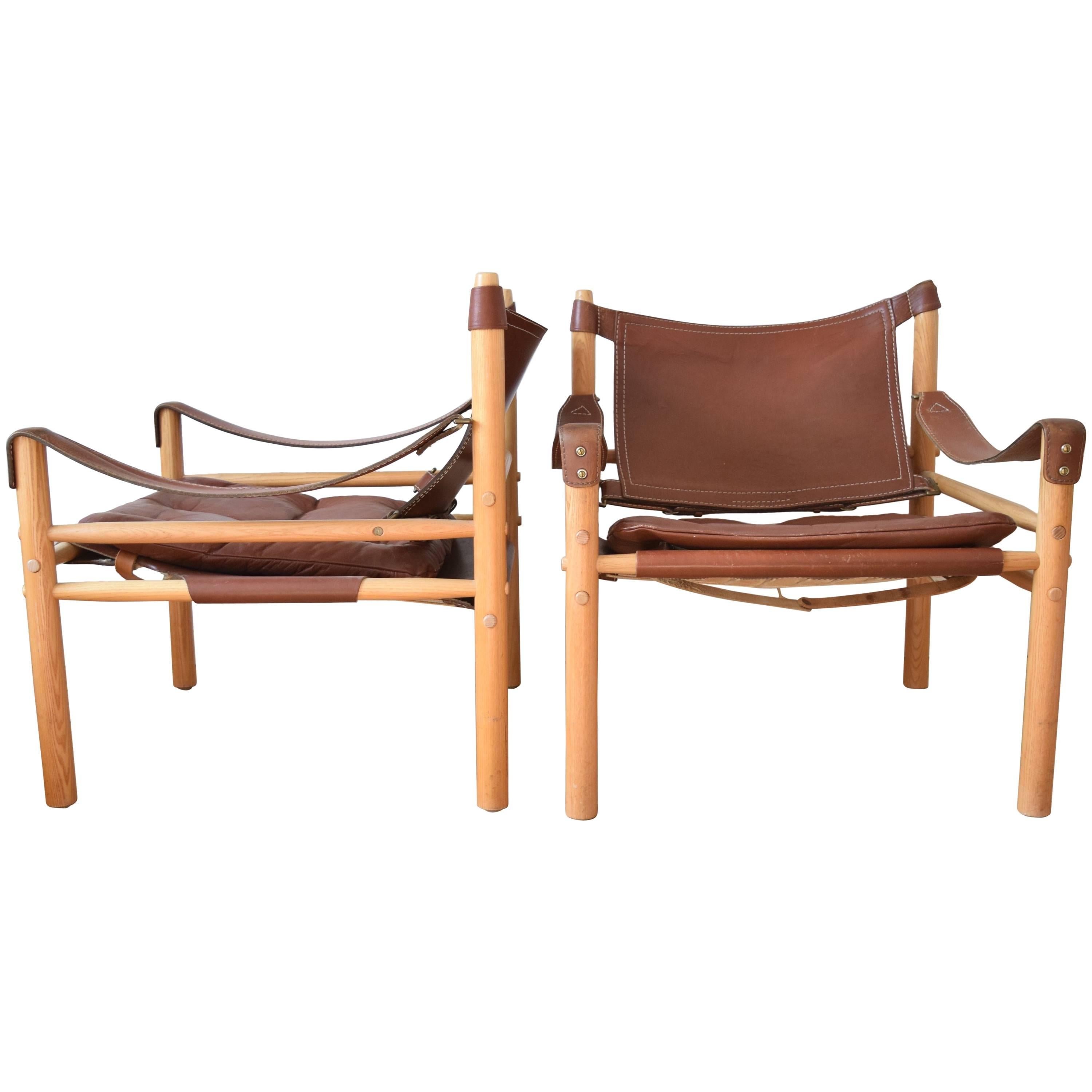 Pair of Mid-Century Swedish Arne Norell Sirocco Safari Chairs, 1970s