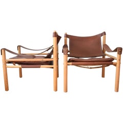 Pair of Mid-Century Swedish Arne Norell Sirocco Safari Chairs, 1970s 2