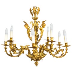 Used 19th Century French Louis XIV Style Nine Branch Ormolu Chandelier