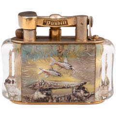Dunhill Half-giant Carved Lucite Aquarium Table Lighter