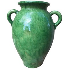 Tall Green Glazed Ceramic Vase Signed Biot