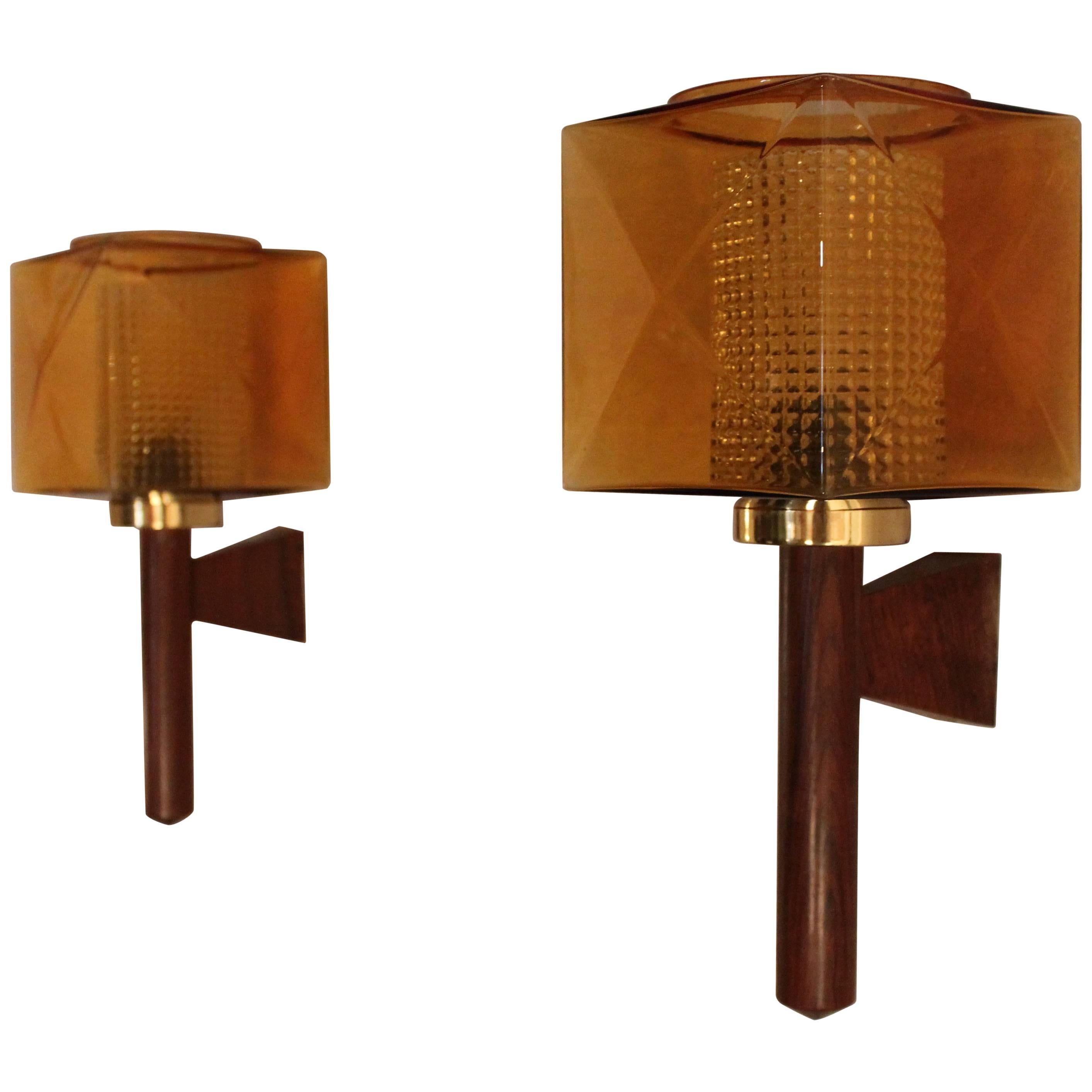 Beautifully and Elegant Pair of Wall Lamps by Carl Fagerlund for Orrefors Glass  For Sale