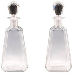 Pair of Stylish Art Deco Glass Lead Crystal Decanters