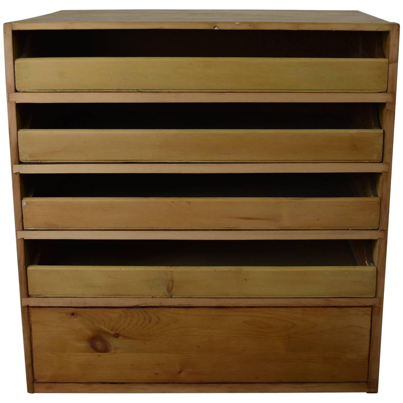 Antique Pine Plan or Architects Chest, English, 19th Century