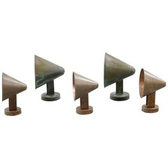 Scandinavian Mid-Century Copper Outdoor Cone Wall Lamps