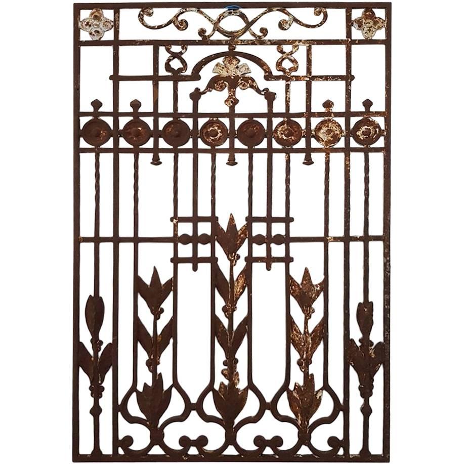 1900 French Cast Iron Door Guard Floral Decor