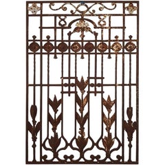 1900 French Cast Iron Door Guard Floral Decor