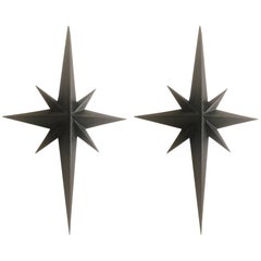 Awesome Pair of Wrought Iron Star Sconces Attributed to Tom Dixon First Period