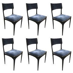 Beautiful Set of Six Reupholstered Giuseppe Gibelli Chairs, circa 1960