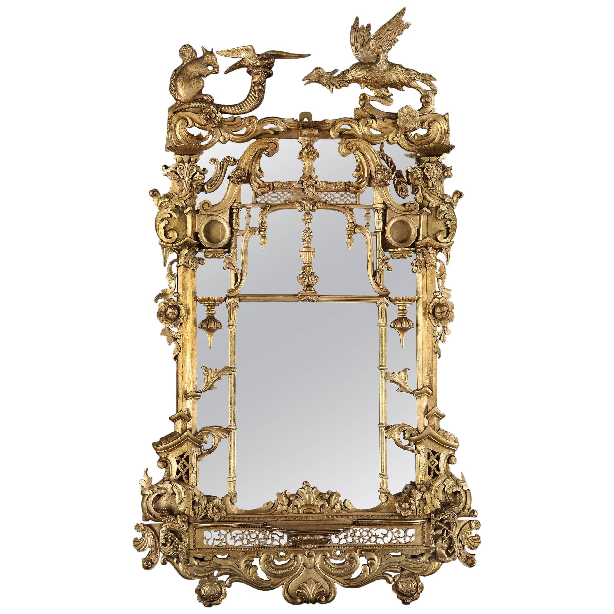 Irish 19th Century Giltwood Mirror in the Rococo Manner