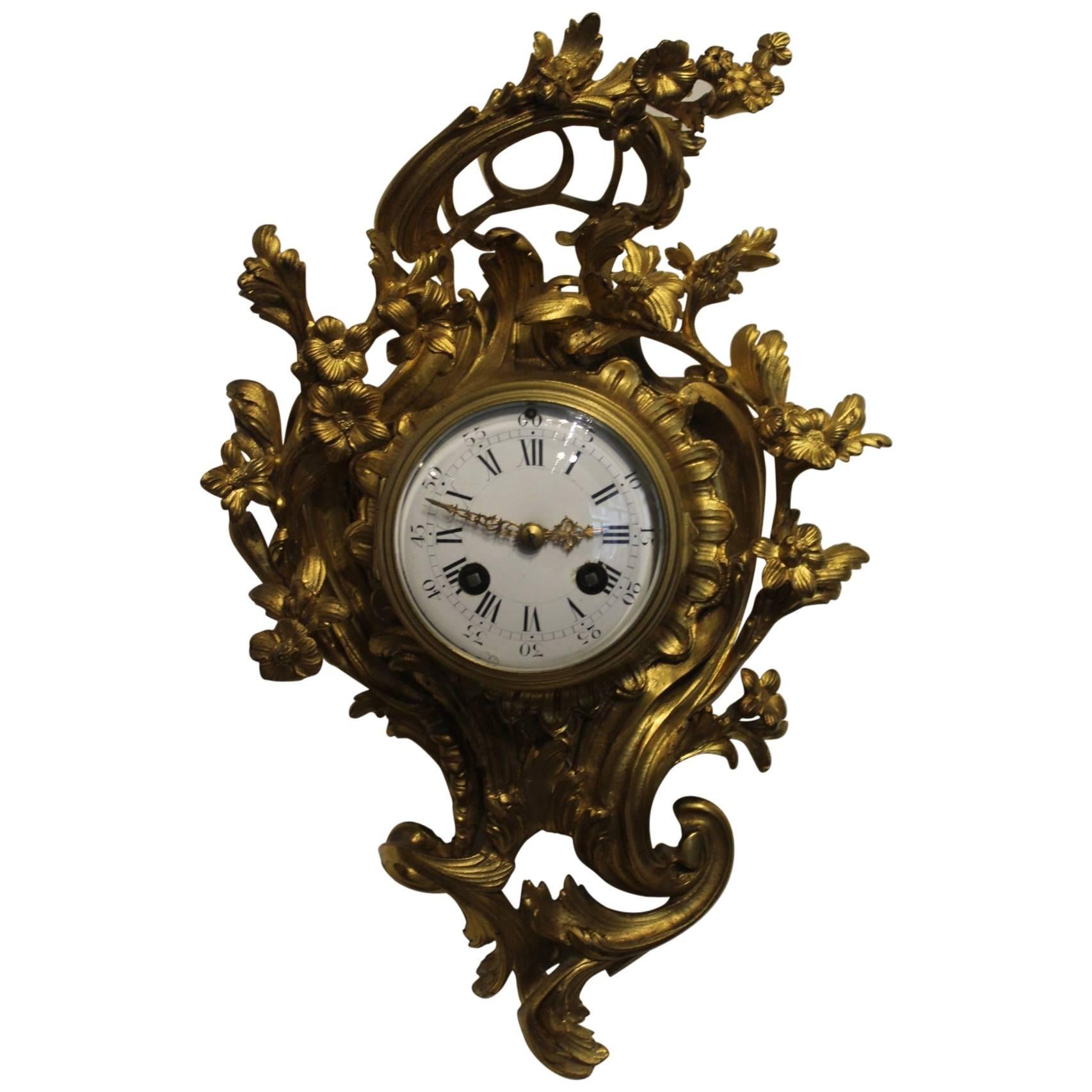 19th Century French Ormolu Cartel Clock For Sale