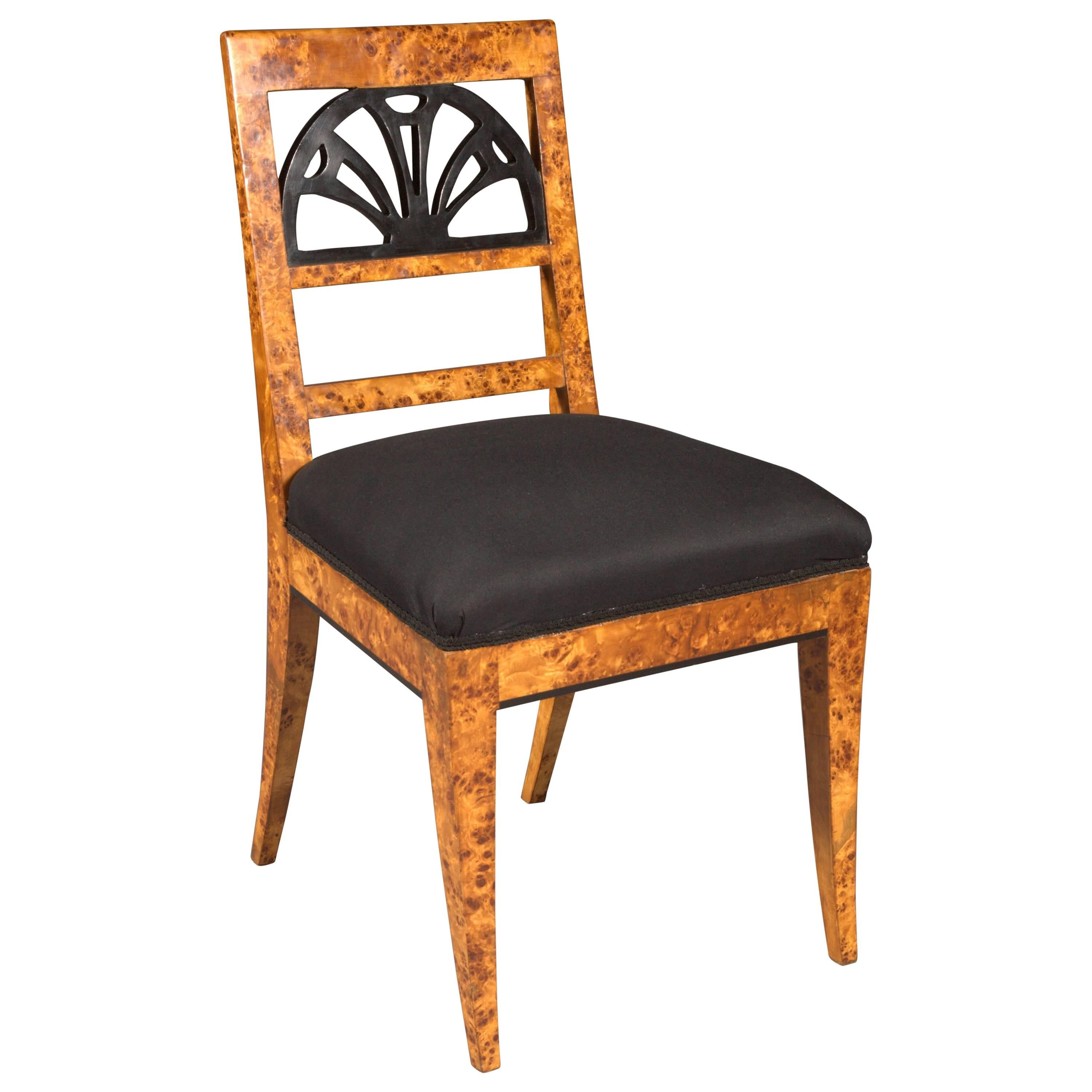 Very Elegant Chair in antique Classicist Style Birdseye maple veneer