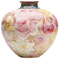Clement Massier Rose Painted Vase Signed M Alexandy