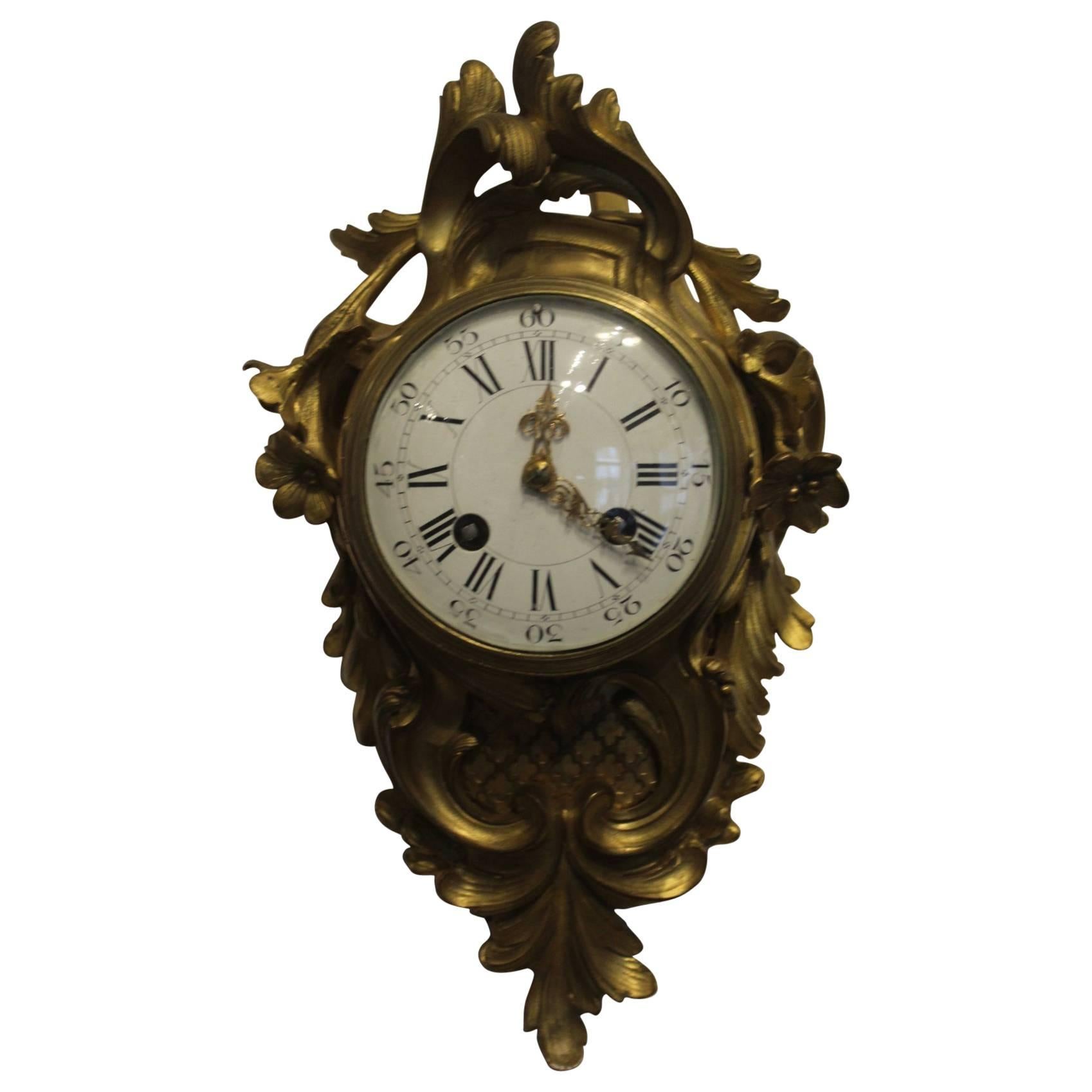 19th Century, French Ormolu Cartel Clock by Samuel Marti.  Circa 1890. For Sale
