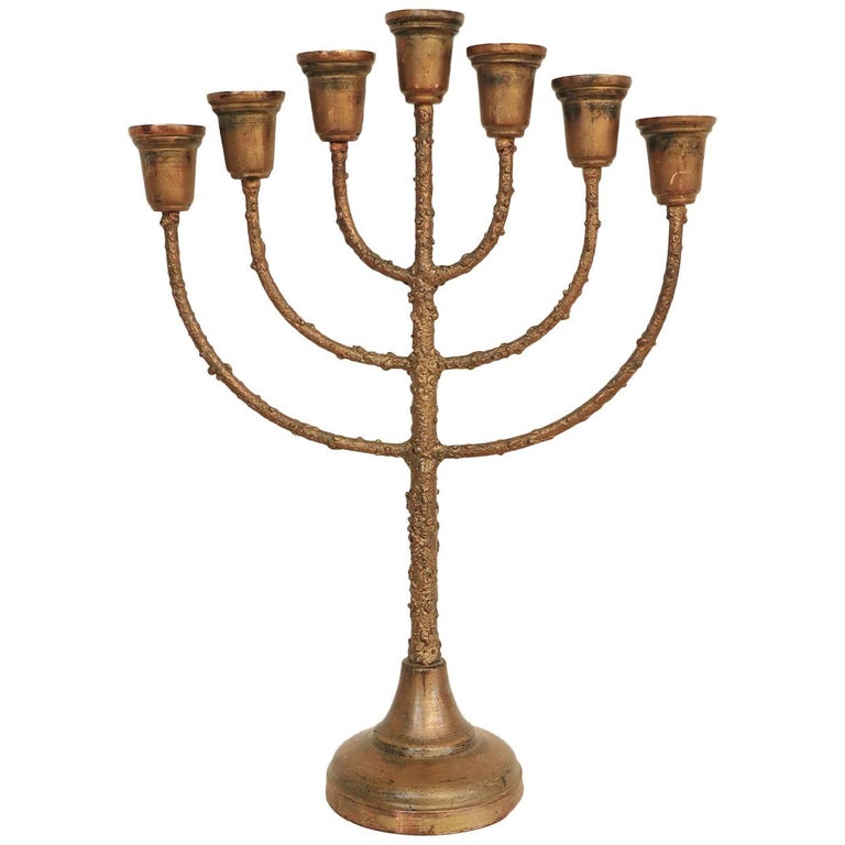 Brutalist Menorah Judaica Candelabra For Sale at 1stdibs
